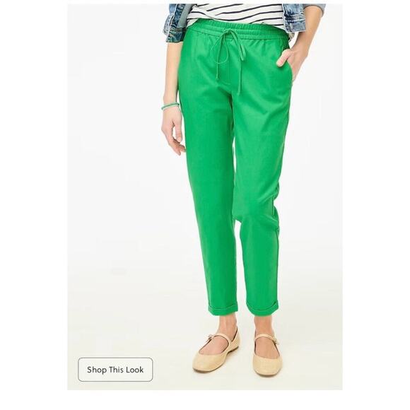 J.Crew Factory Linen Cotton Drawstring Pants 0 Green Casual Summer Beach - Picture 2 of 11